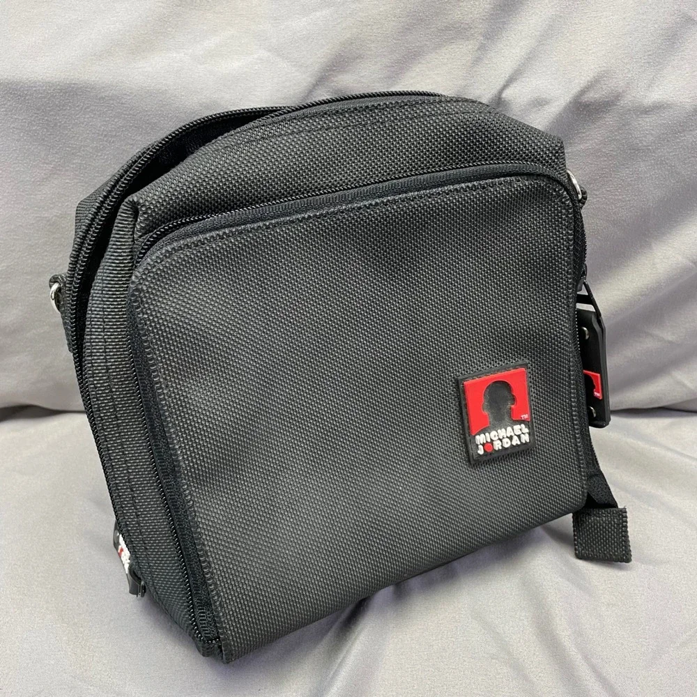 Michael Jordan Black Ballistic Nylon Crossbody Travel Bag Utility Pouch Logo